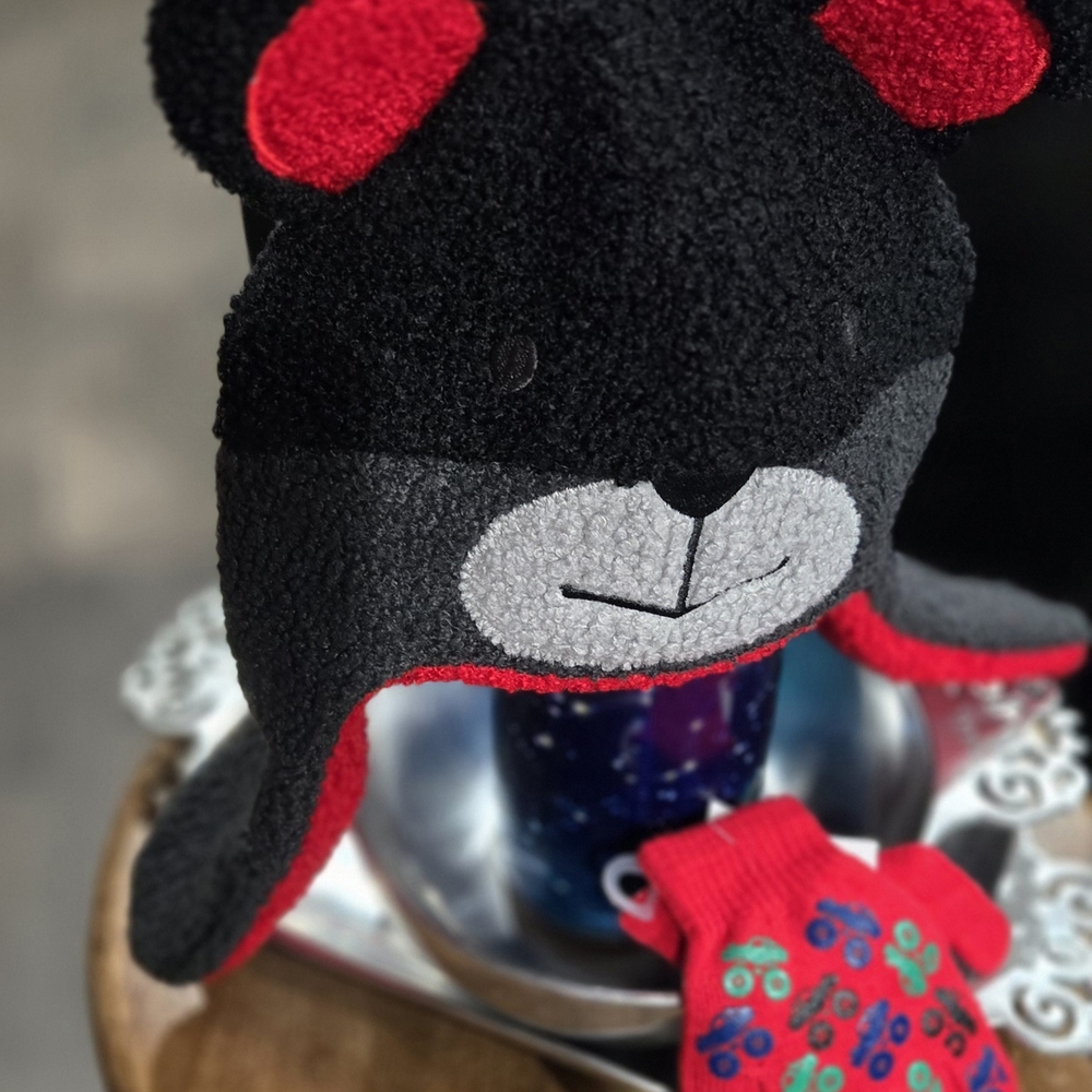 Cute Black and Red Bear Hat